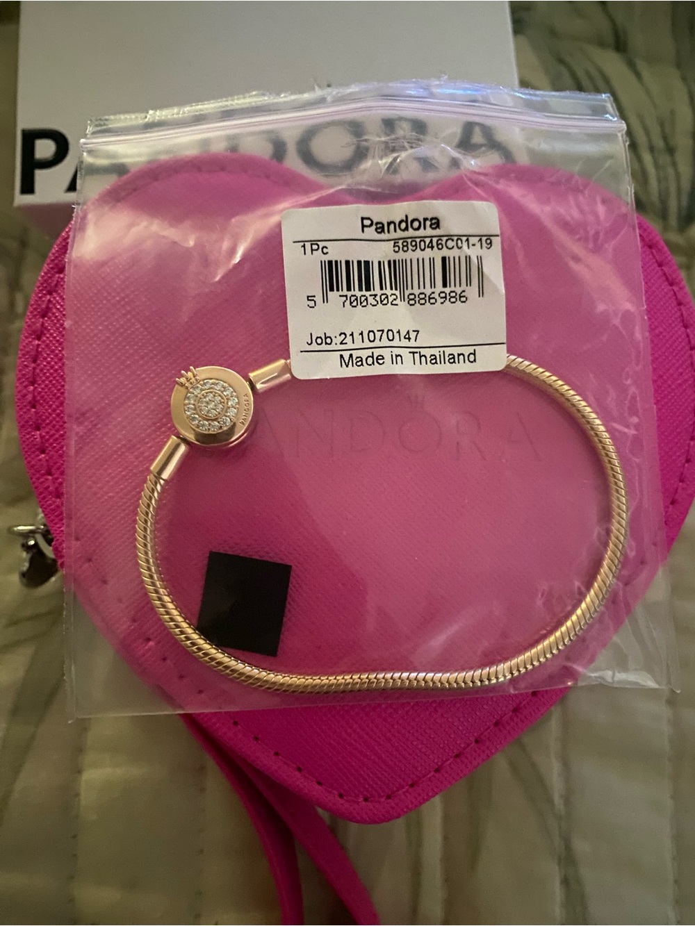 NEW! Authentic Pandora Rose Gold Bracelet w/ Pavé Disc Clasp Sz 7.5”